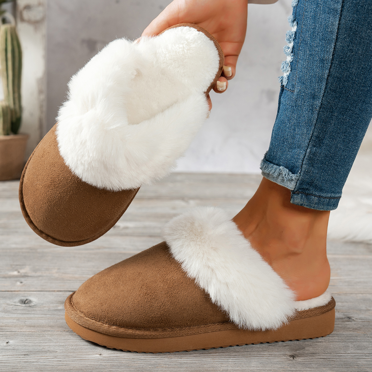 Espadrille Slip On - Women's Winter Solid-Color Warm Non-Slip Comfortable