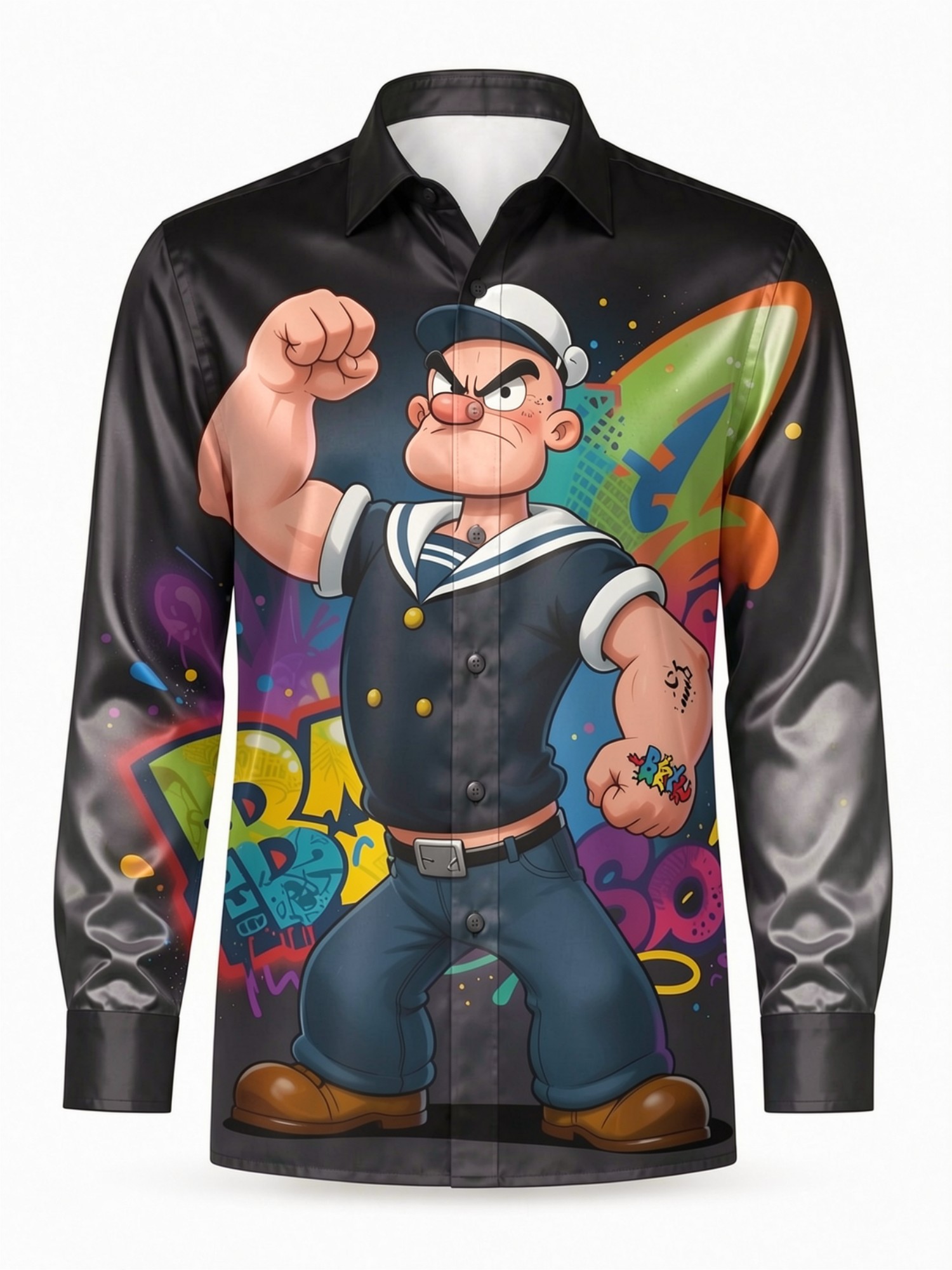Mens Glossy Satin Long Sleeve  - Resort Shirt Floral incelemesi ve fiyatı