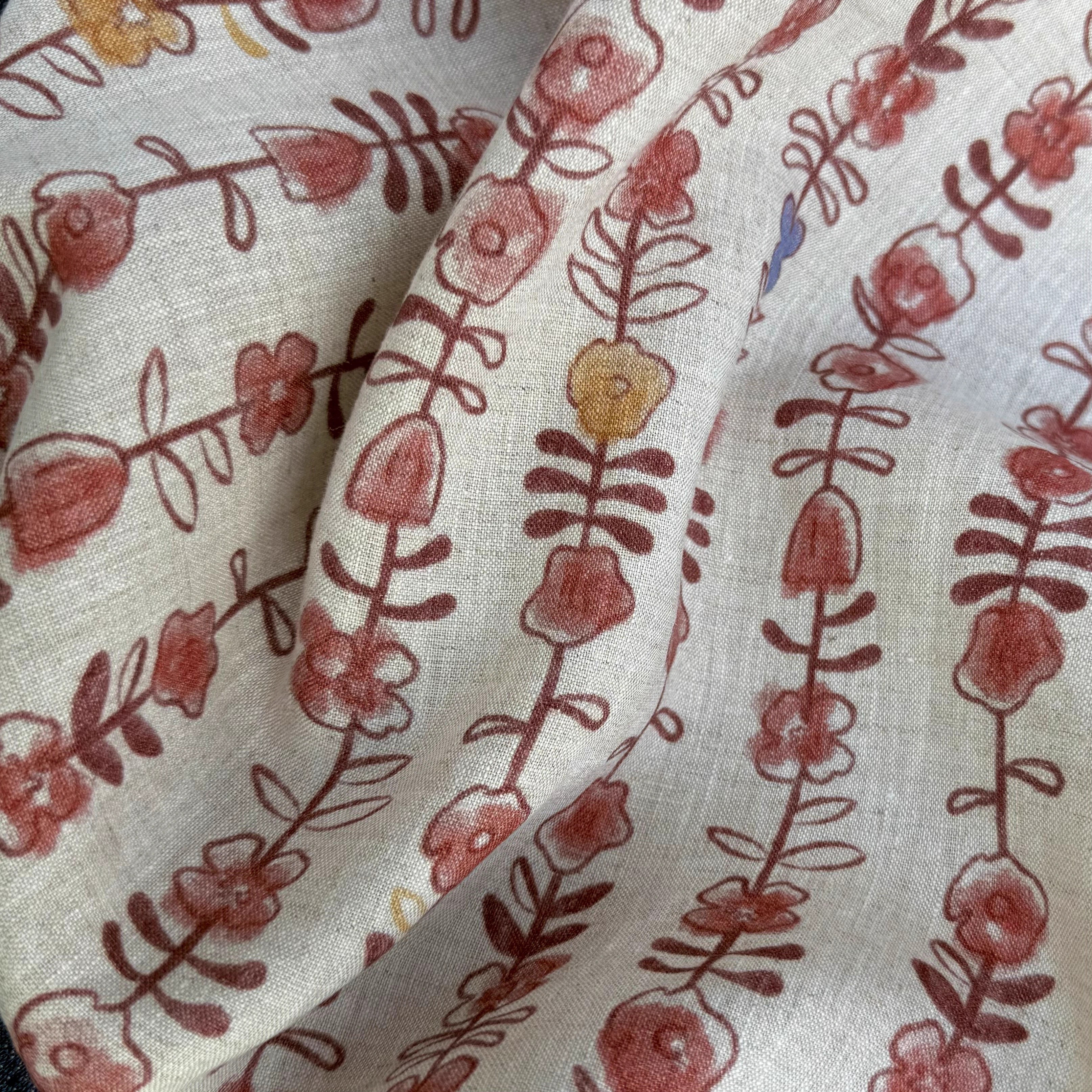 1yard Unique flowers print fab - Linen Shirt Breathable incelemesi ve fiyatı