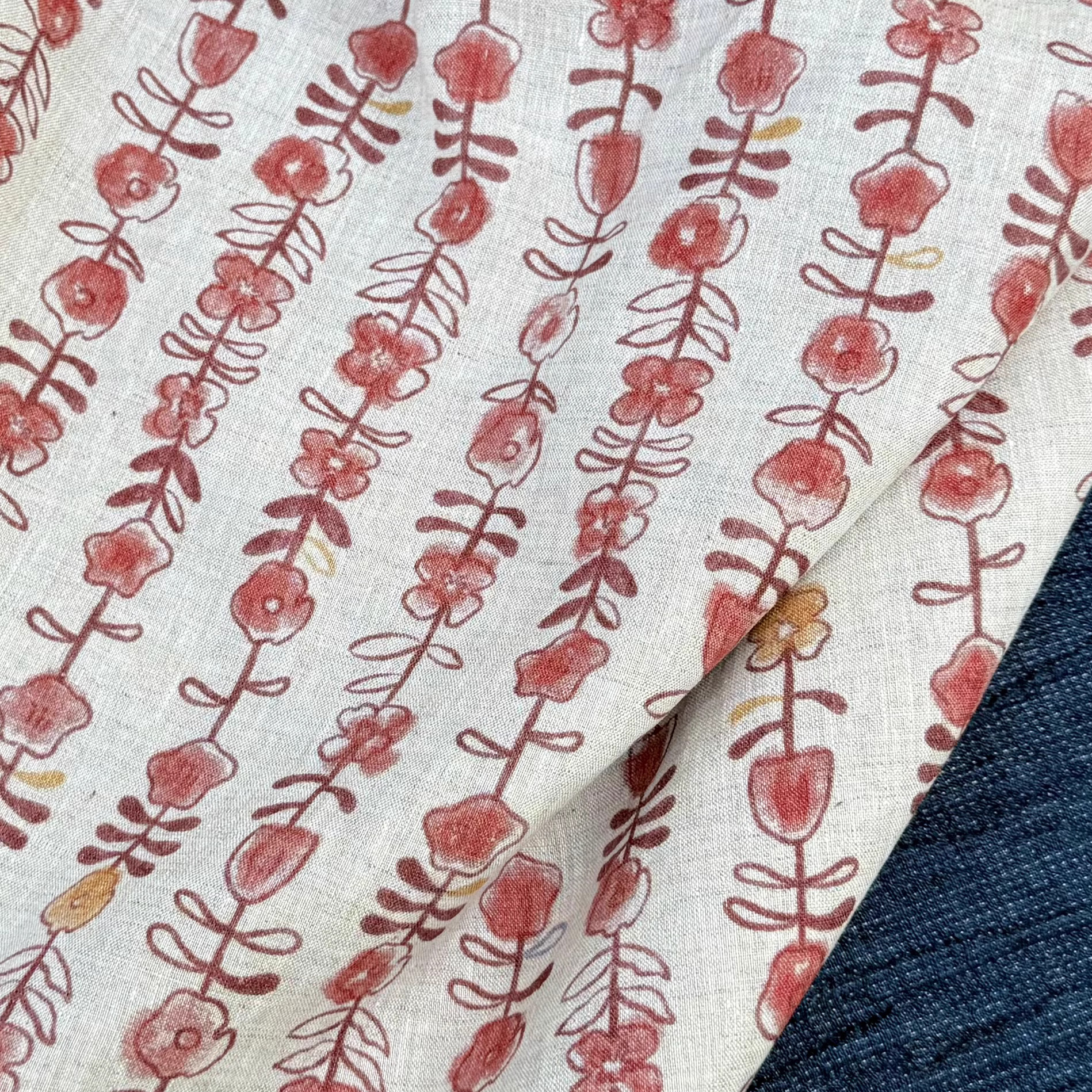 1yard Unique flowers print fab - Linen Shirt Breathable incelemesi ve fiyatı