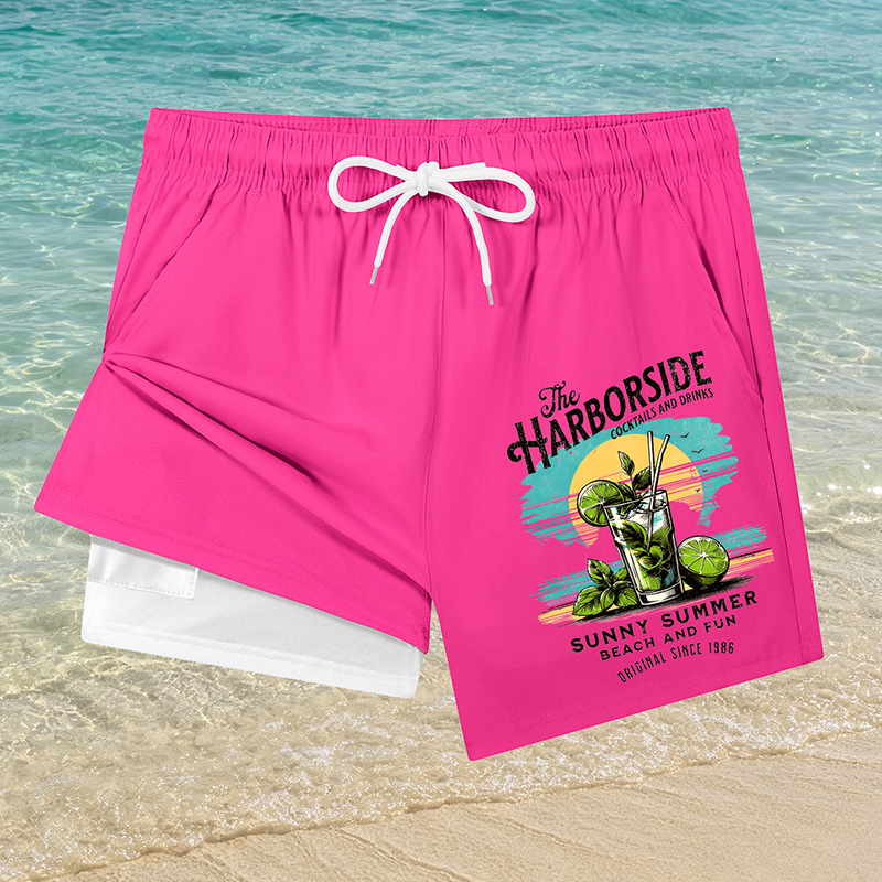 Cocktails Drinks Print 2 in 1  - Swim Trunk Quick Dry incelemesi ve fiyatı