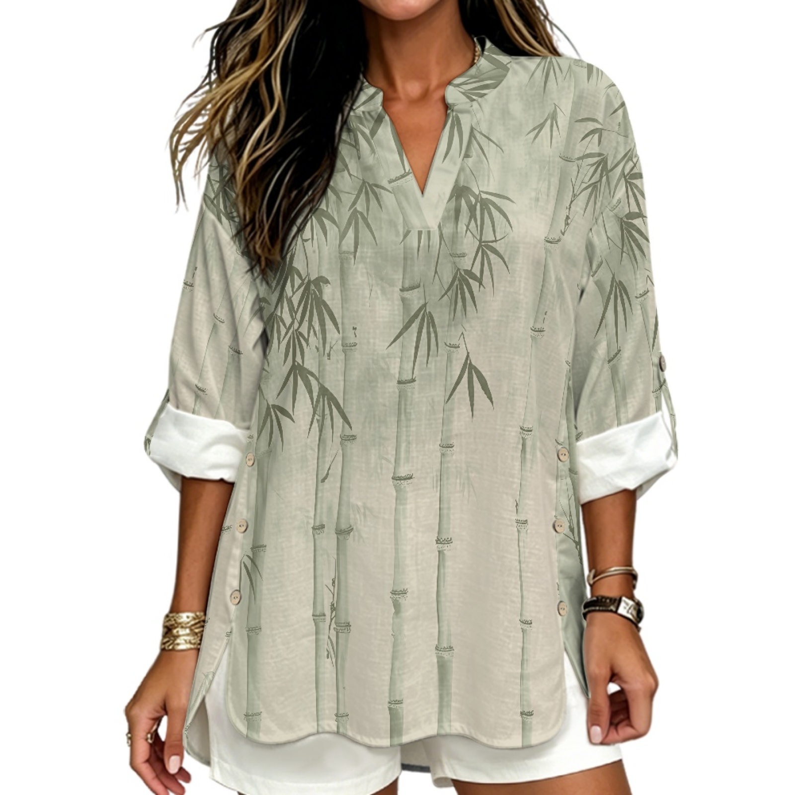 INSTANTARTS Women'S Linen V-Ne - Linen Shirt Breathable incelemesi ve fiyatı