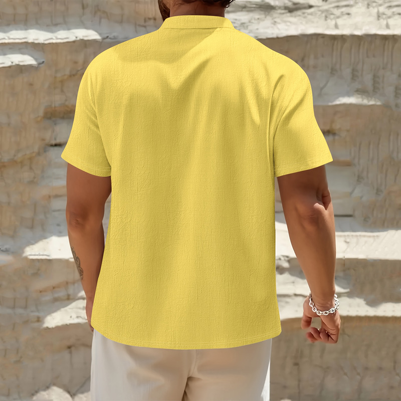 Men's Cotton Linen Henley Shir - Linen Shirt Breathable incelemesi ve fiyatı