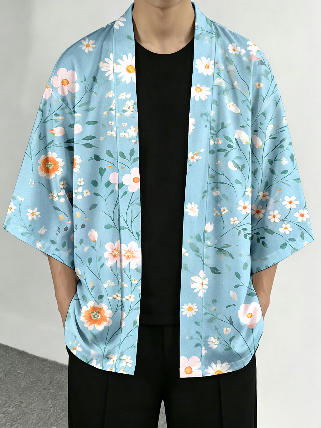 Men's casual top Floral Blue C - Resort Shirt Floral incelemesi ve fiyatı