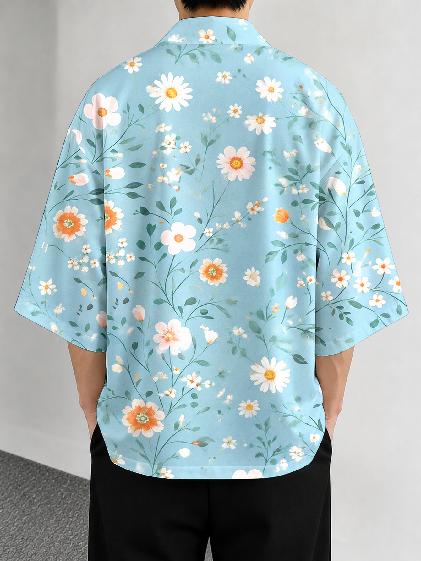Men's casual top Floral Blue C - Resort Shirt Floral incelemesi ve fiyatı