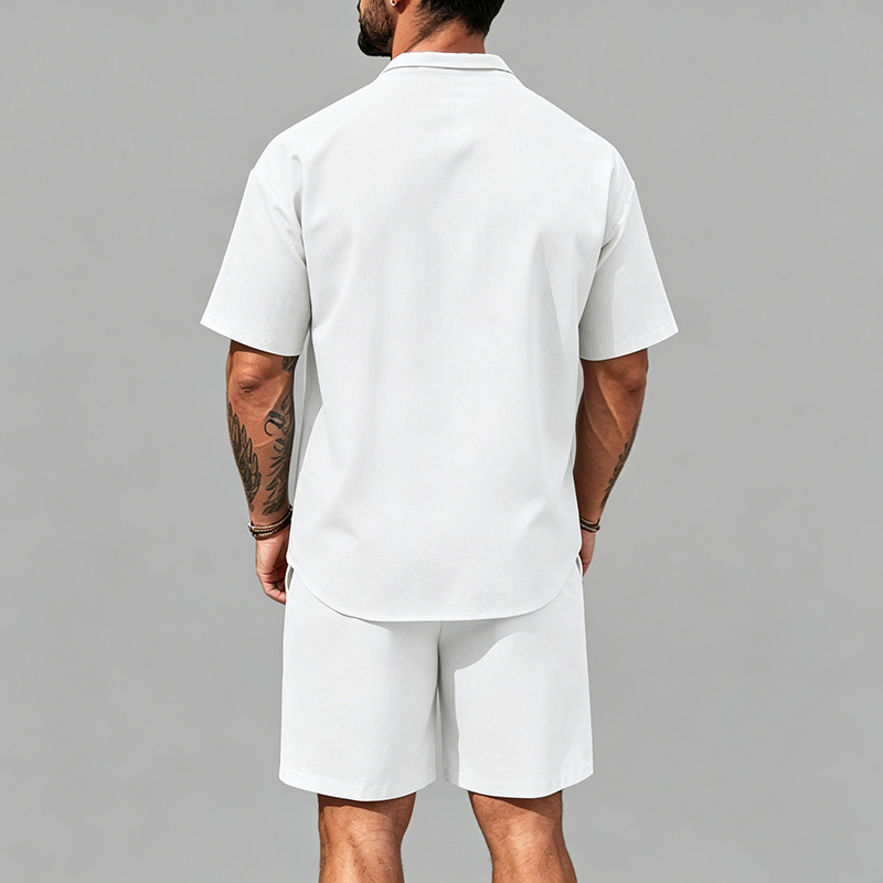 Men Linen Two Piece Outfit Sho - Short Linen Drawstring incelemesi ve fiyatı