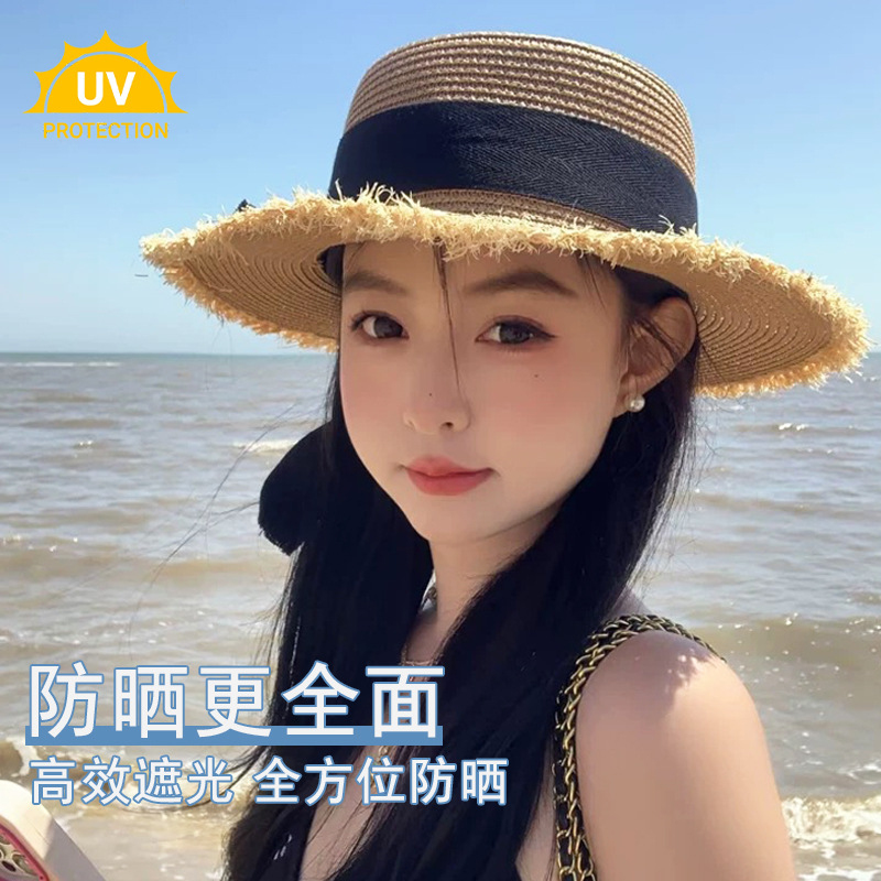Women Straw Sun Hat Bowknot Su - Packable Hat Nylon incelemesi ve fiyatı