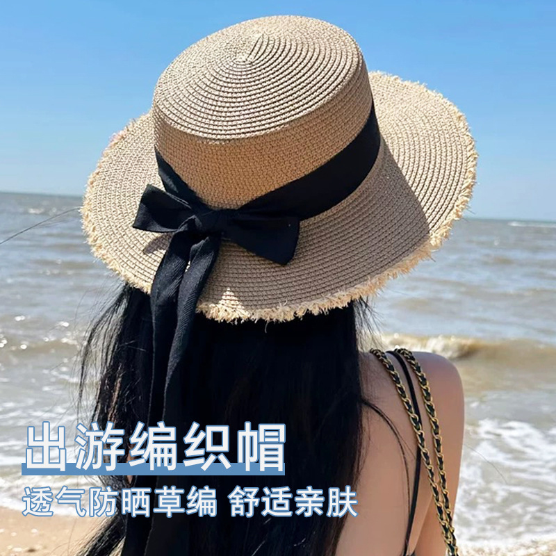 Women Straw Sun Hat Bowknot Su - Packable Hat Nylon incelemesi ve fiyatı