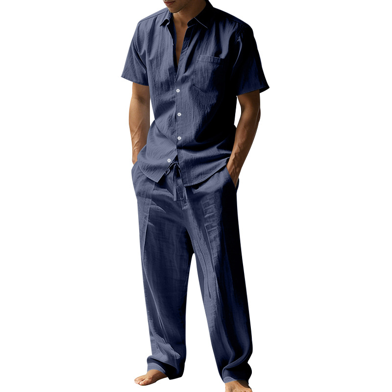 Summer linen lapel short-sleev - Short Linen Drawstring incelemesi ve fiyatı