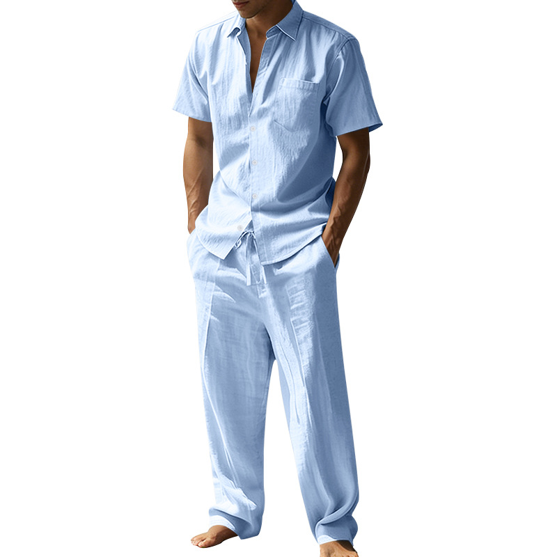 Summer linen lapel short-sleev - Short Linen Drawstring incelemesi ve fiyatı