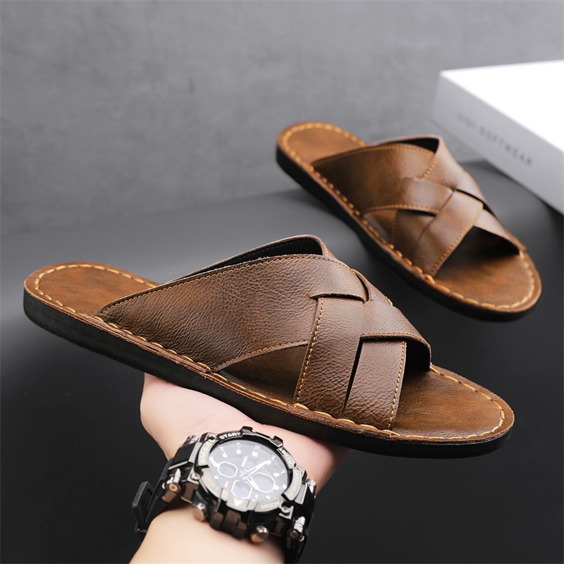Genuine Leather Men Casual San - Flip Flop Leather Men incelemesi ve fiyatı