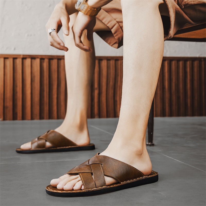 Genuine Leather Men Casual San - Flip Flop Leather Men incelemesi ve fiyatı