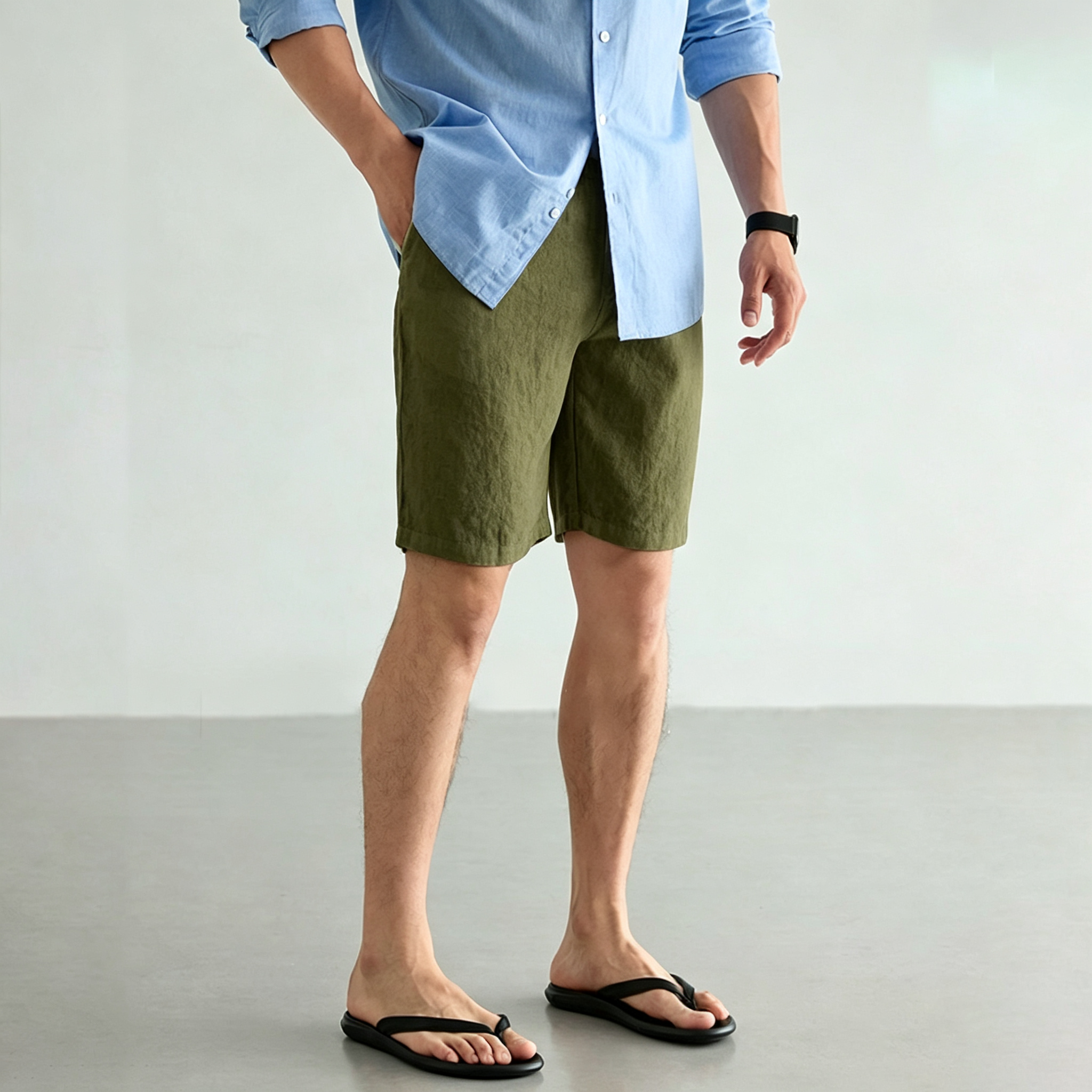 Men's Linen Cotton Shorts Summ - Short Linen Drawstring incelemesi ve fiyatı