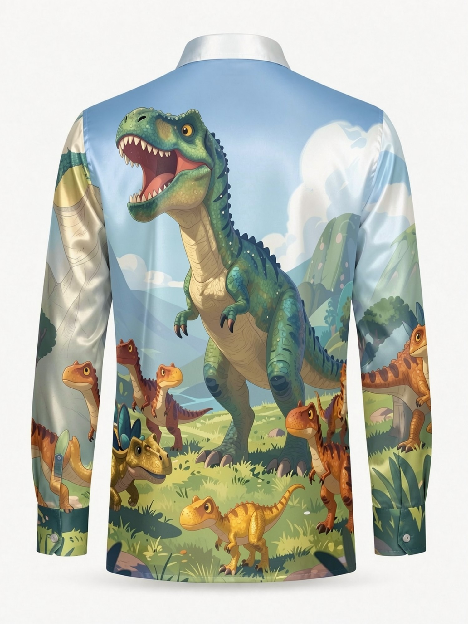 Mens Fashion Satin Long Sleeve - Resort Shirt Floral incelemesi ve fiyatı