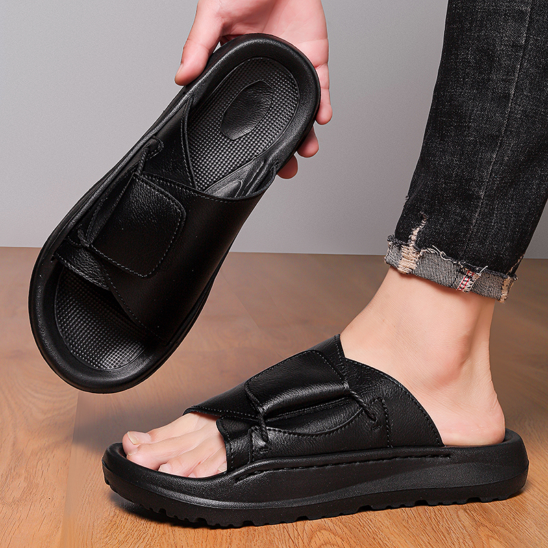 Leather Men's Slippers Slides  - Flip Flop Leather Men incelemesi ve fiyatı