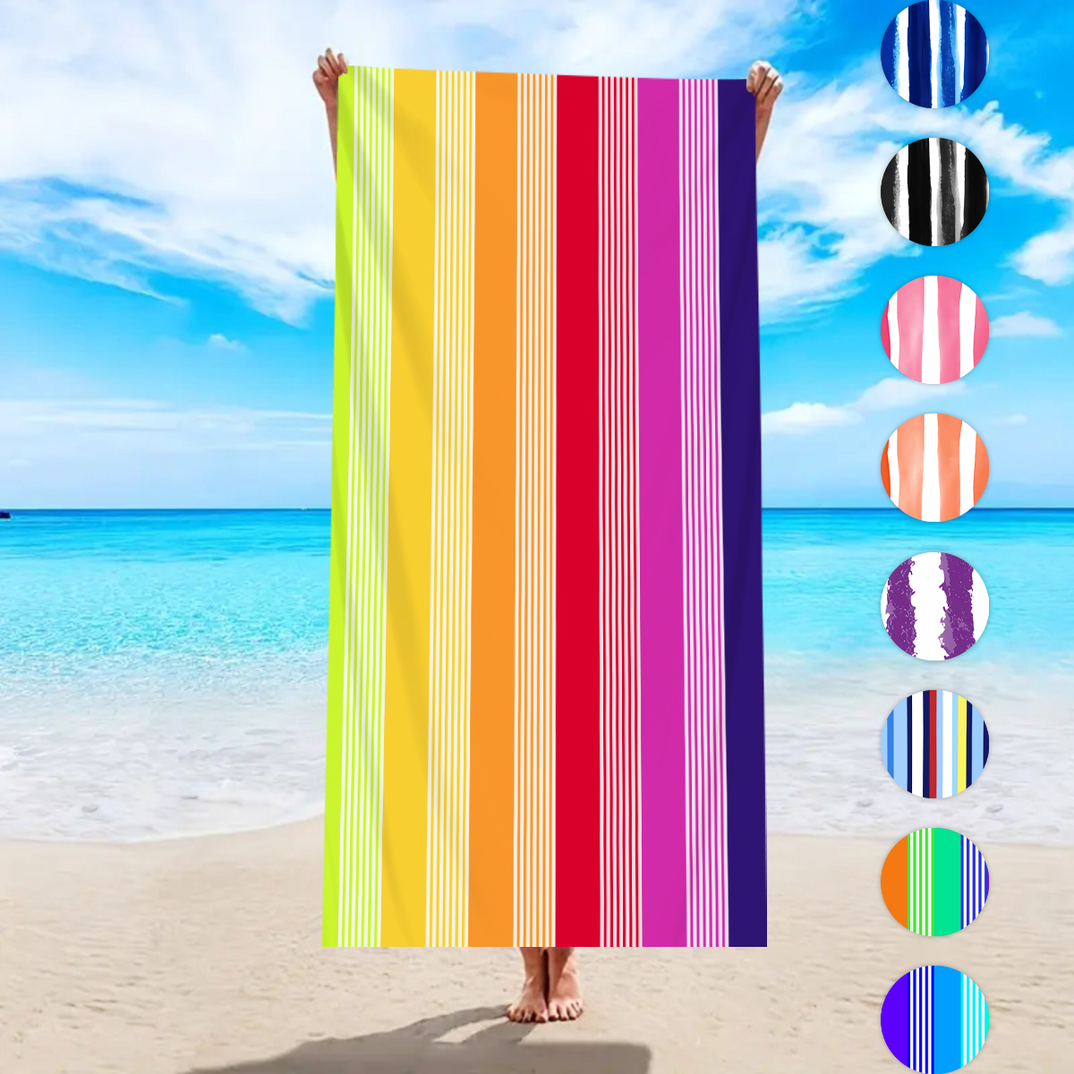 1pc fashionable colorful strip - Beach Towel Large incelemesi ve fiyatı