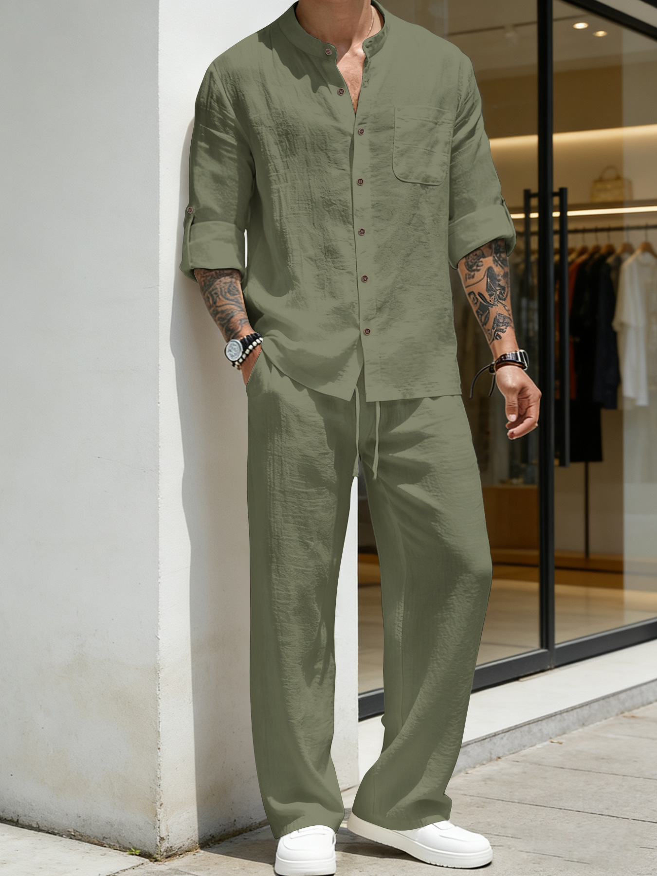 Suit Loose Linen Long Sleeve S - Linen Shirt Breathable incelemesi ve fiyatı
