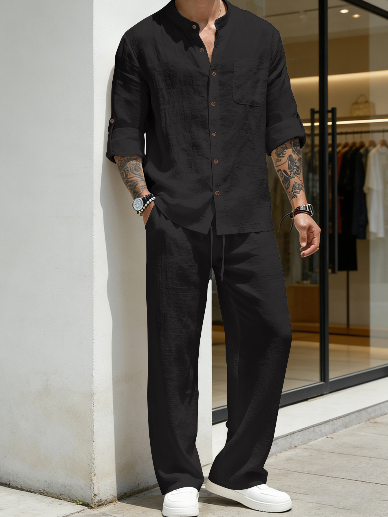 Suit Loose Linen Long Sleeve S - Linen Shirt Breathable incelemesi ve fiyatı