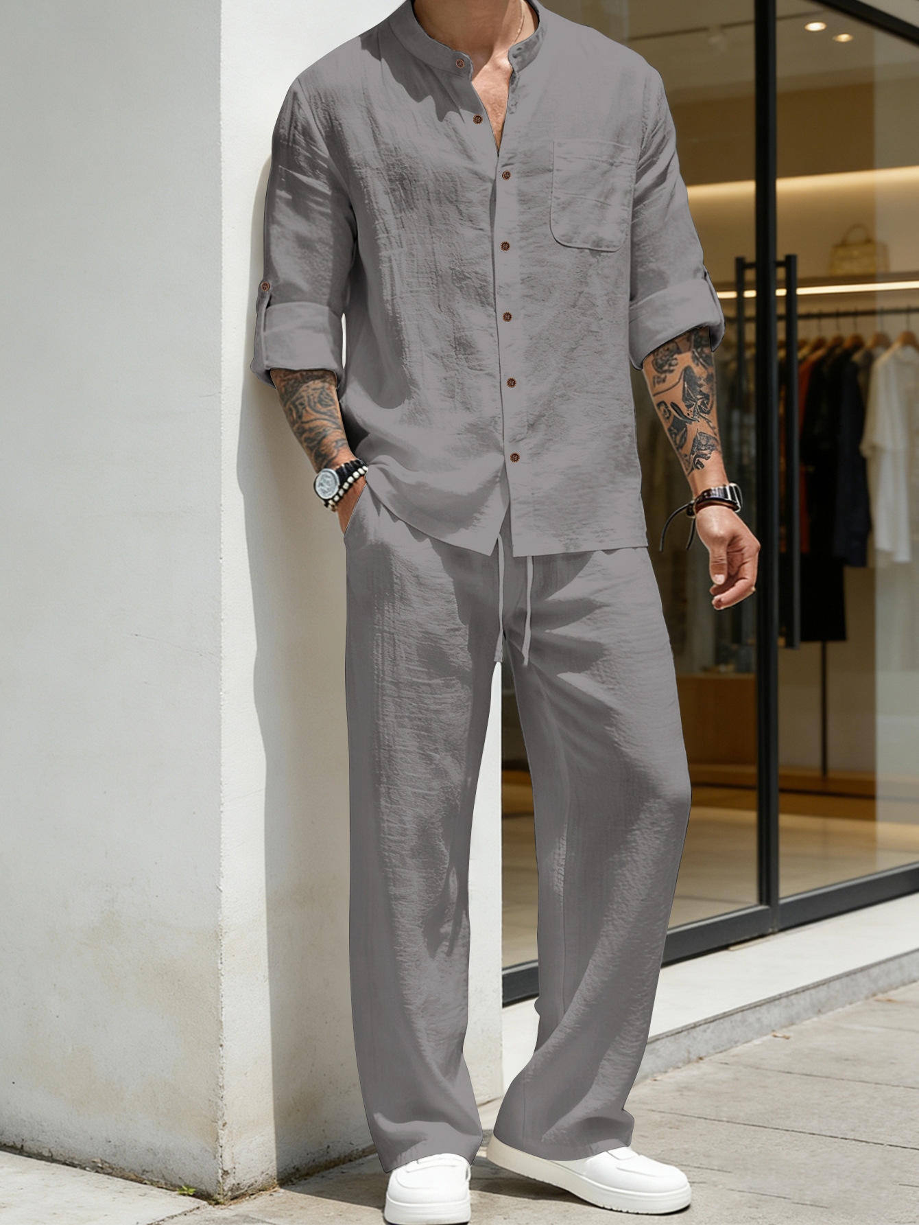Suit Loose Linen Long Sleeve S - Linen Shirt Breathable incelemesi ve fiyatı