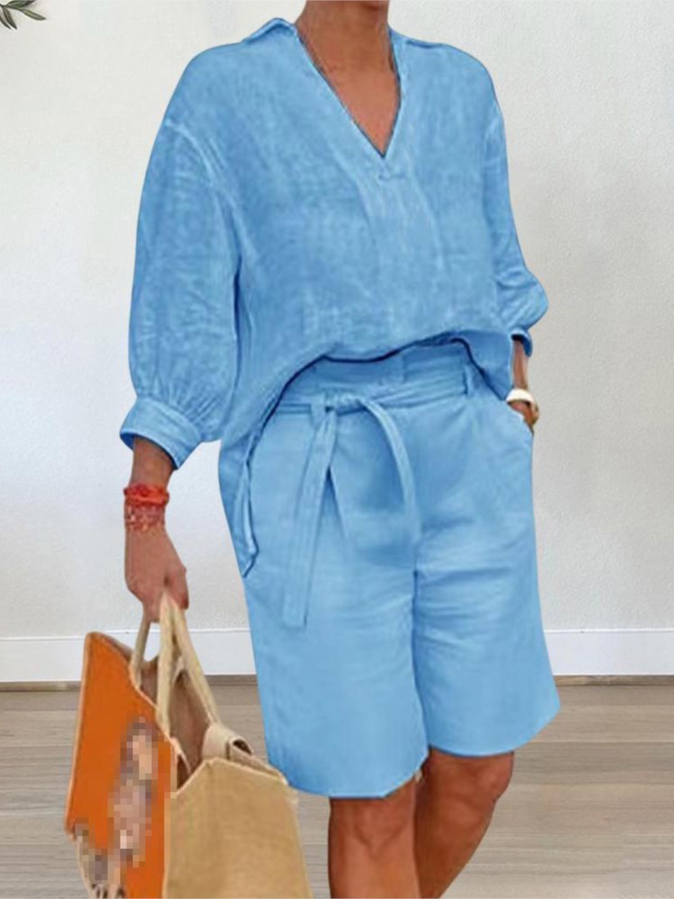 Women Suits Elegant Style Two  - Linen Shirt Breathable incelemesi ve fiyatı