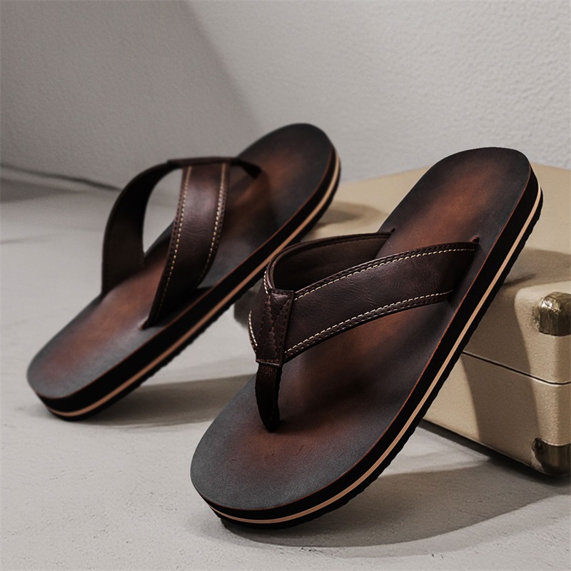 Men's Vintage Washed Faux Leat - Flip Flop Leather Men incelemesi ve fiyatı