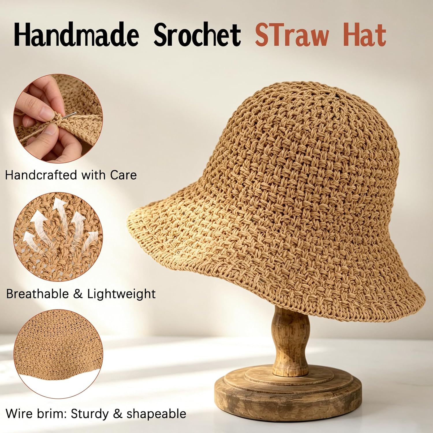 Sun Hat for Women Summer Straw - Bucket Hat Straw incelemesi ve fiyatı