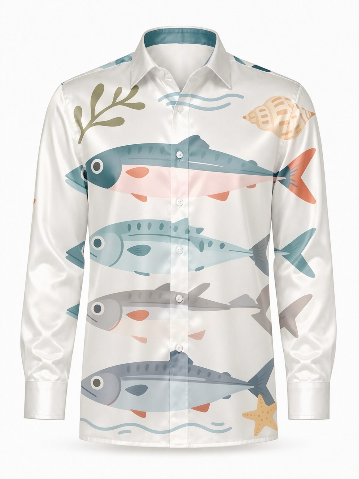 Mens Luxury Satin Long Sleeve  - Resort Shirt Floral incelemesi ve fiyatı