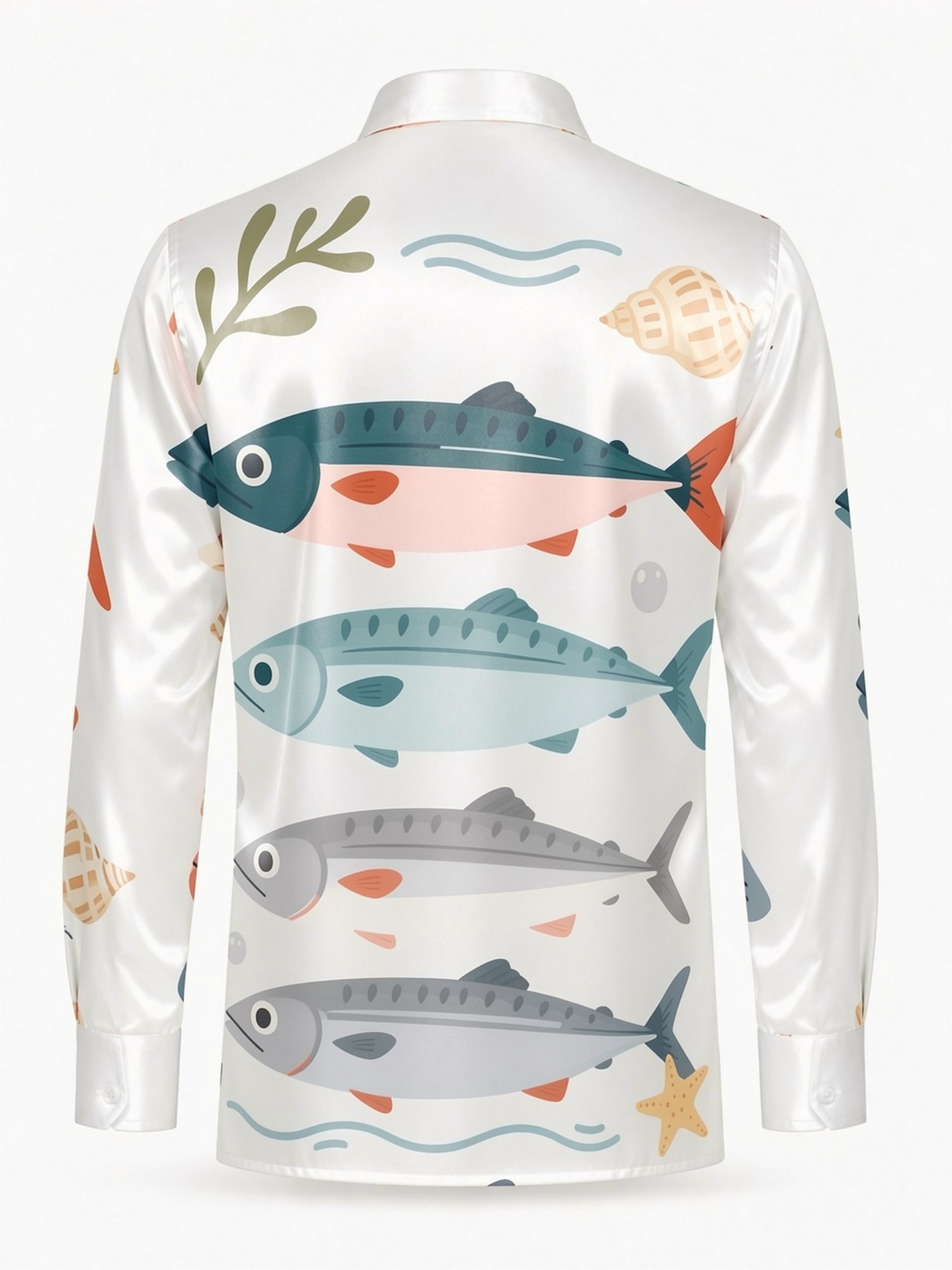 Mens Luxury Satin Long Sleeve  - Resort Shirt Floral incelemesi ve fiyatı