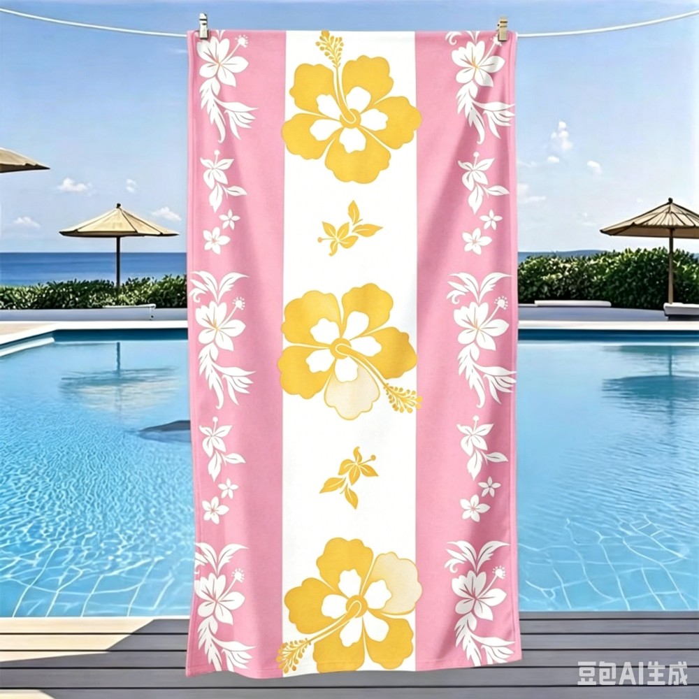 Large Pink Hibiscus Print Beac - Beach Towel Large incelemesi ve fiyatı