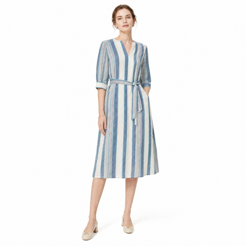 Fresh and artistic Blue and wh - Linen Shirt Breathable incelemesi ve fiyatı